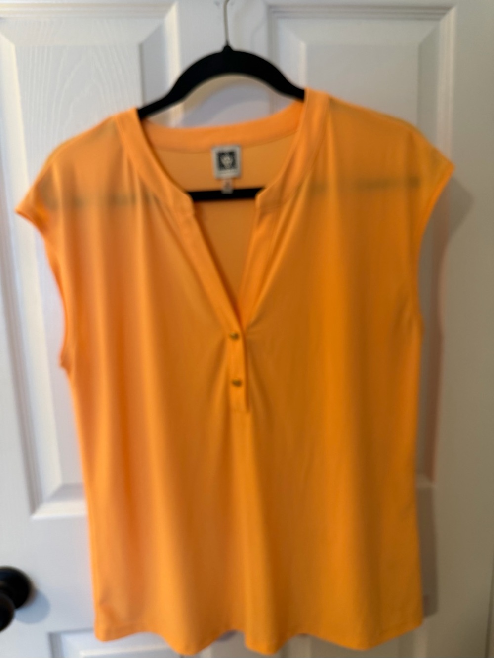 Anne Klein Sleeveless V-Neck Blouse - Orange